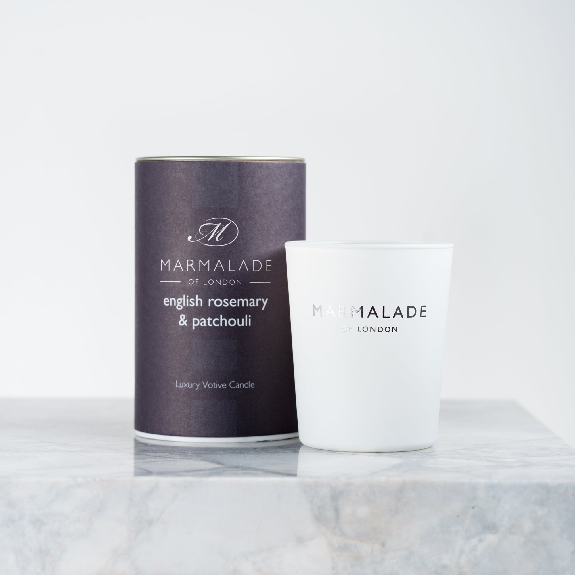 English Rosemary & Patchouli Luxury Votive Candle